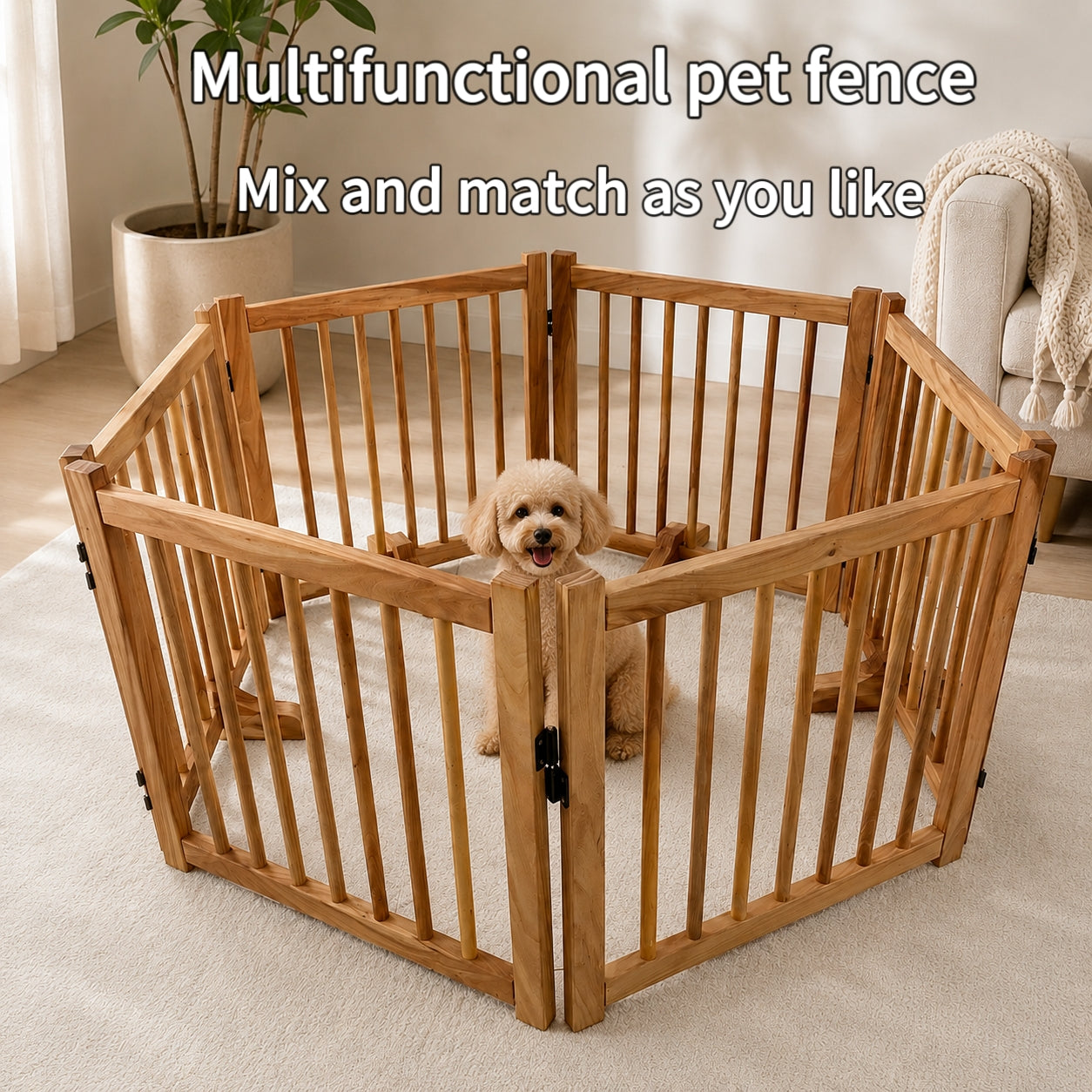 Solid Wood Pet Pen | For Indoor Dogs