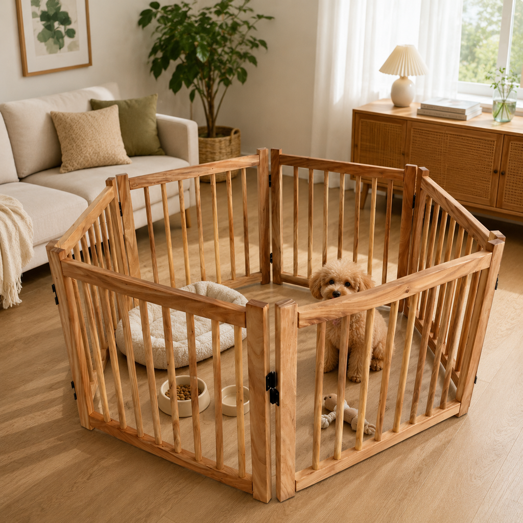 Indoor Dog Pen | Solid Wood Pet Pen
