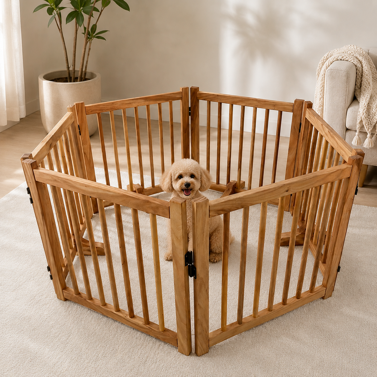 Indoor Dog Pen | Solid Wood Pet Pen
