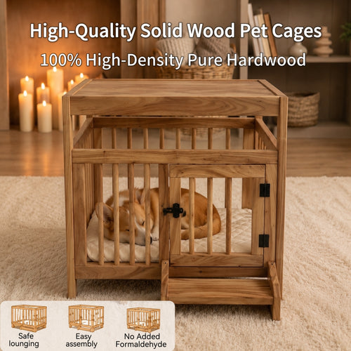 Solid Wood Pet Cage | Indoor Dog House